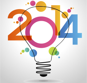 2014 with Light Bulb Backgroung