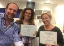 selfie with smiling myself, melanie & jennifer with their certificates